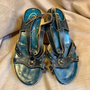 Spring Step leather wedge sandals hardly worn